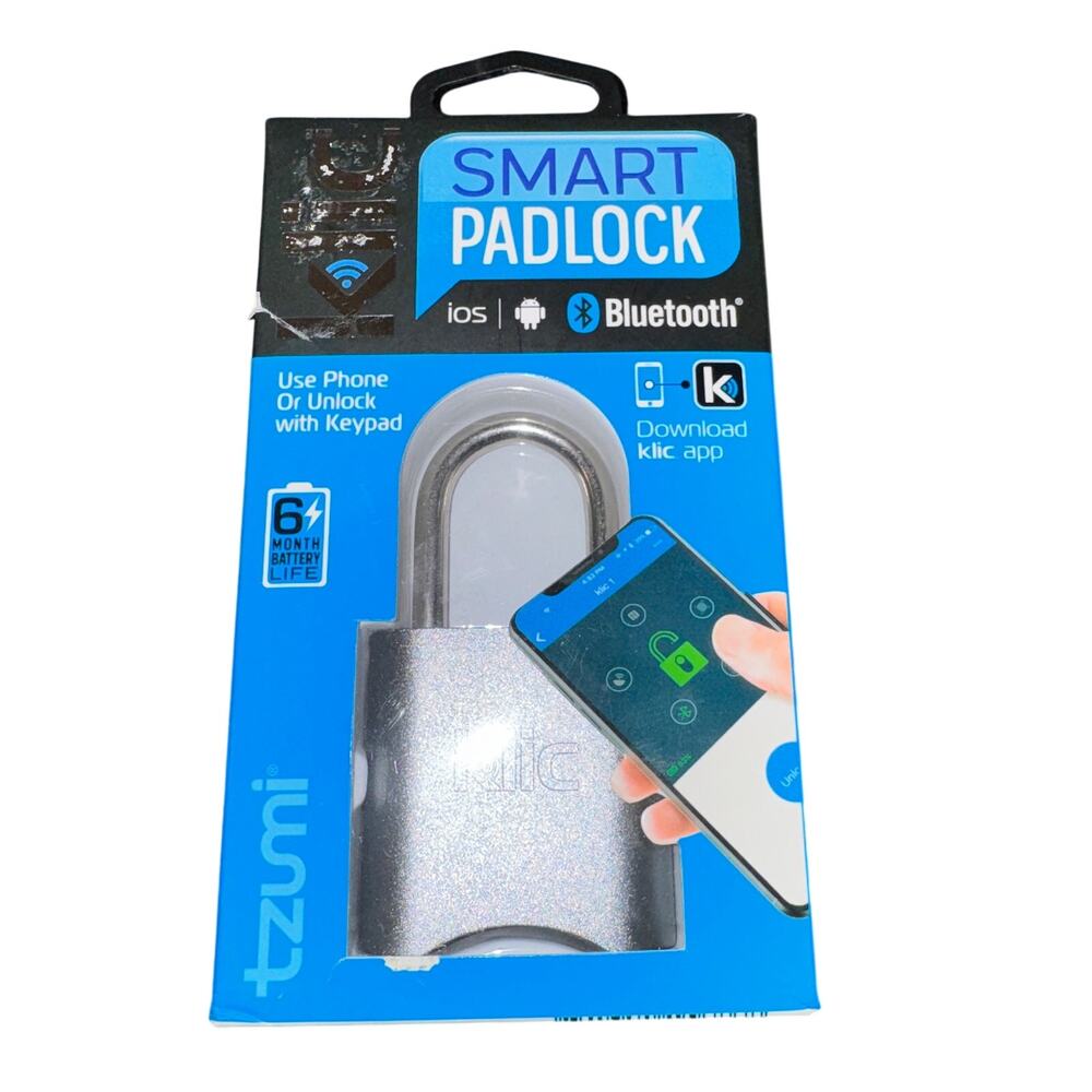 TZUMI KLIC Smart Padlock Bluetooth Keyless USB Apple Android Rechargeable Lock